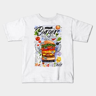 Food, fast food, super, king size, burger, hamburger, cheeseburger Kids T-Shirt